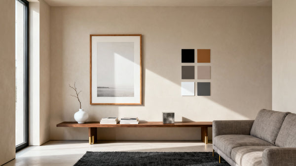 Framed minimalist abstract art mockup showcasing simplicity and form in modern decor.