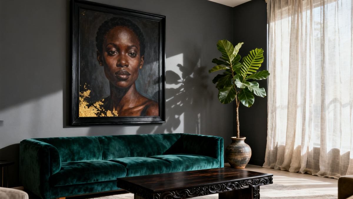 Framed black art pictures mockup for stylish living room decor inspiration.