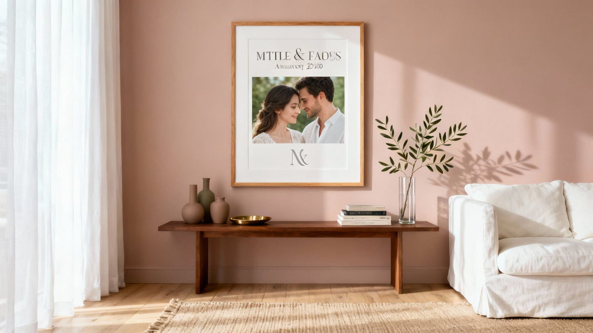Framed personalized wall art for couples, perfect for home decor and unique gifts.