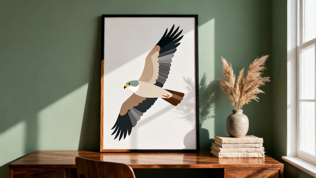 Framed wall art mockup featuring vibrant animal posters for stylish home decor.