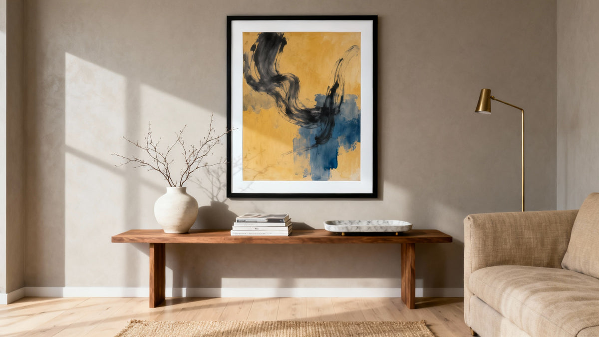 Framed wall art mockup showcasing premium art prints for stylish home decor.