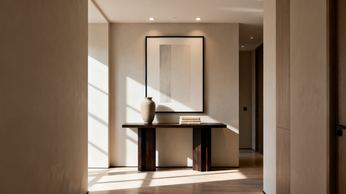 Framed wall art mockup showcasing stylish hall wall decoration ideas for an inviting entryway.