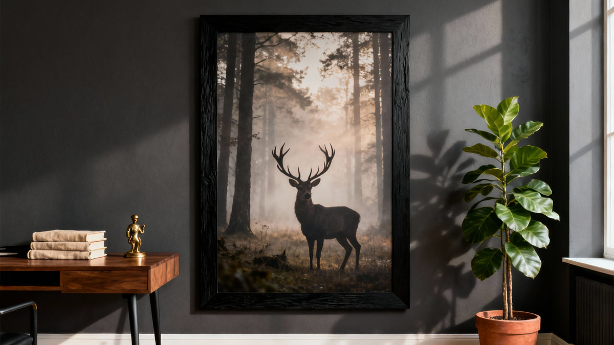 Framed animal wall art mockup showcasing vibrant wildlife and pet-themed prints in a stylish interior setting.