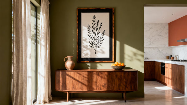 Framed wall art mockup for kitchen and dining room decor inspiration.