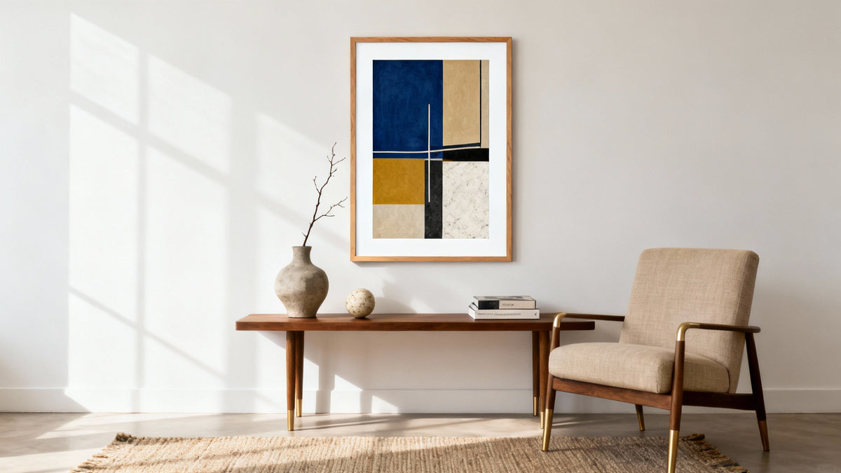 Framed wall art mockup showcasing affordable abstract art for stylish home decor.