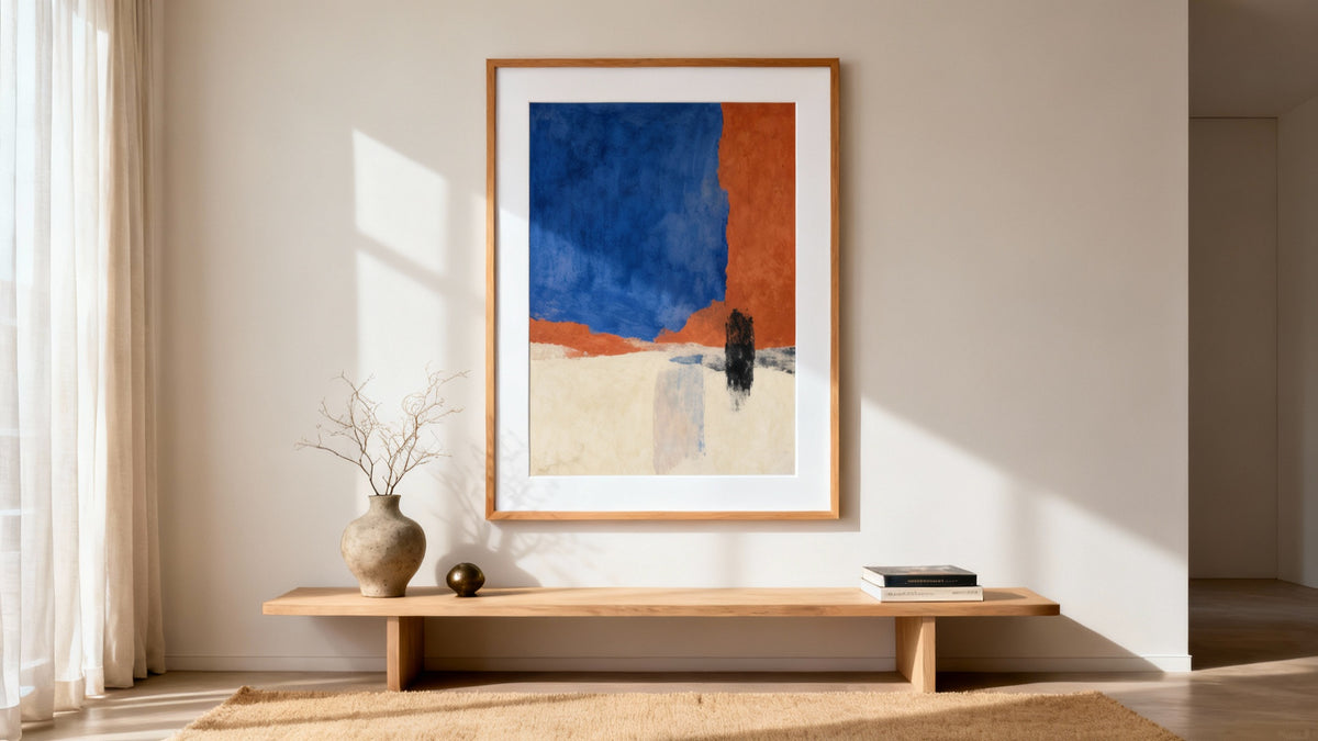 Framed big print art mockup showcasing stunning wall decor for transforming spaces.