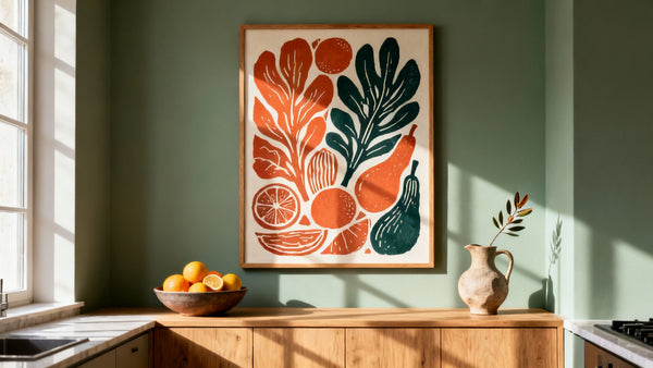 Framed wall art mockup for kitchen decor showcasing vibrant designs and styles for art for kitchen wall.