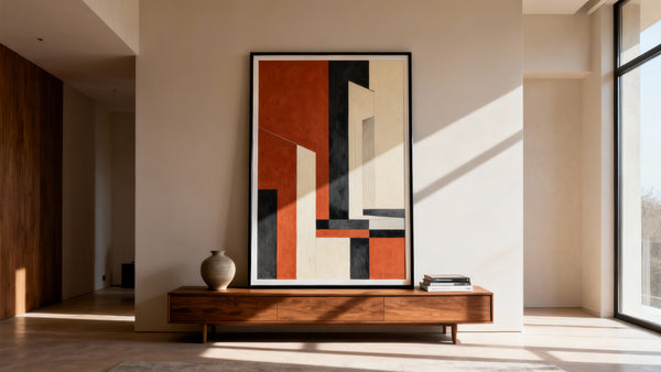 Framed wall art mockup showcasing a 70x100cm poster for large format decor inspiration.