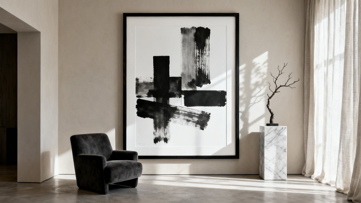 Framed black and white aesthetic poster mockup showcasing timeless monochrome wall art.