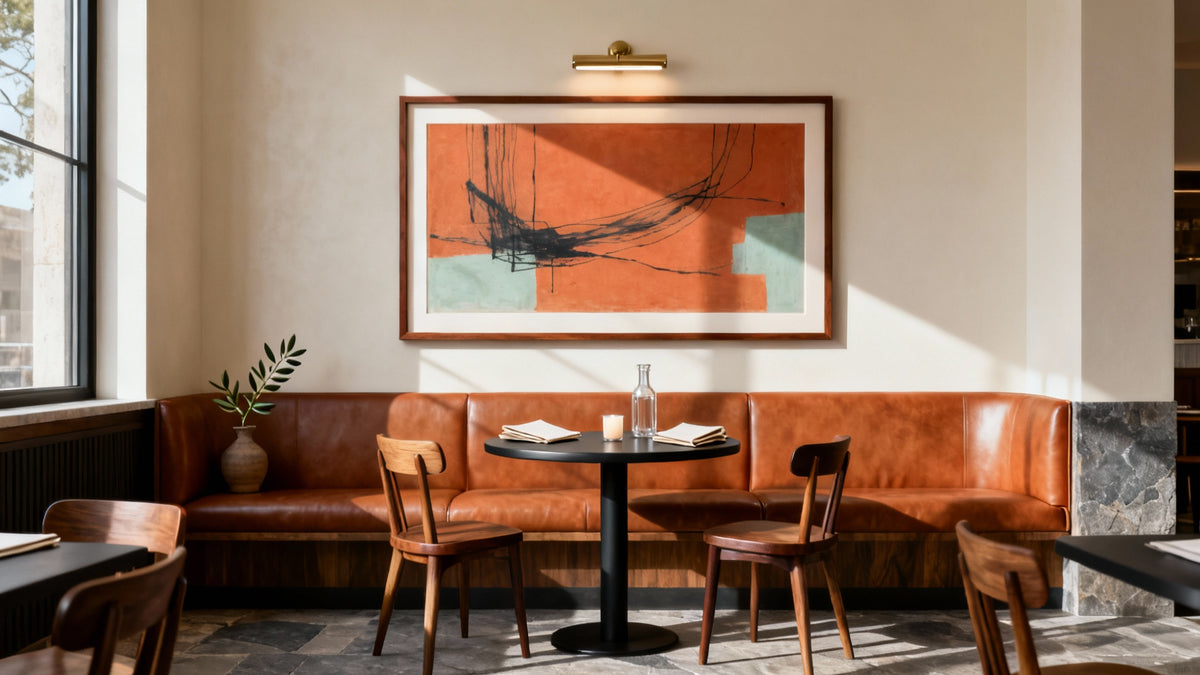 Framed wall art mockup showcasing stylish artwork for restaurants to enhance ambiance and decor.