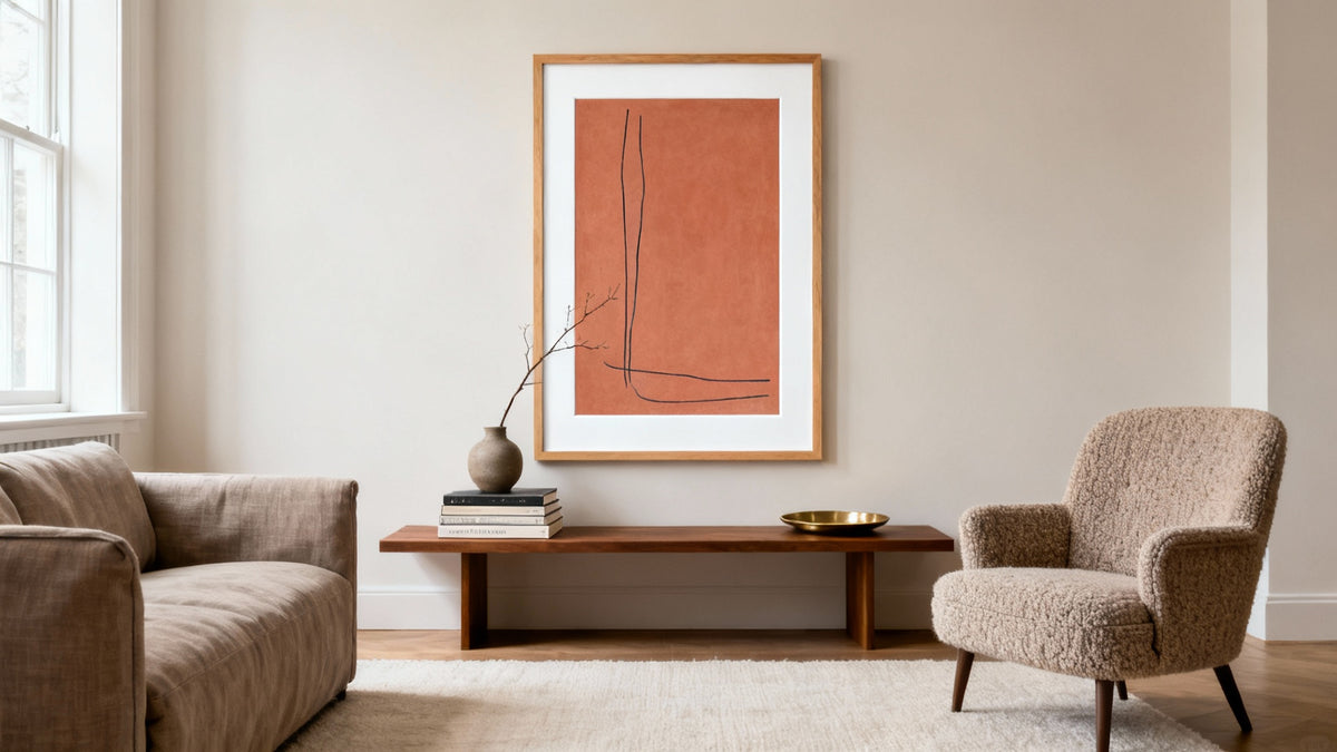 Framed wall art mockup showcasing stylish posters for any space in a modern interior setting.