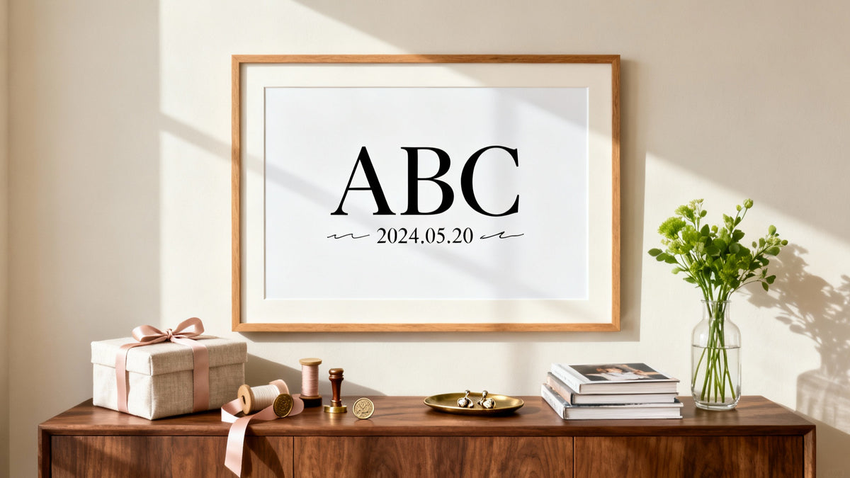 Framed wall art mockup showcasing unique gifts personalized for memorable giving.