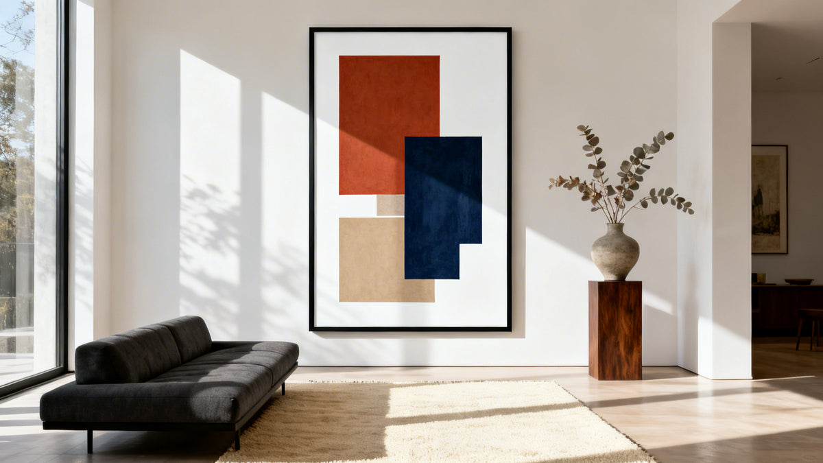 Framed modern design artwork mockup showcasing contemporary art for stylish home decor.