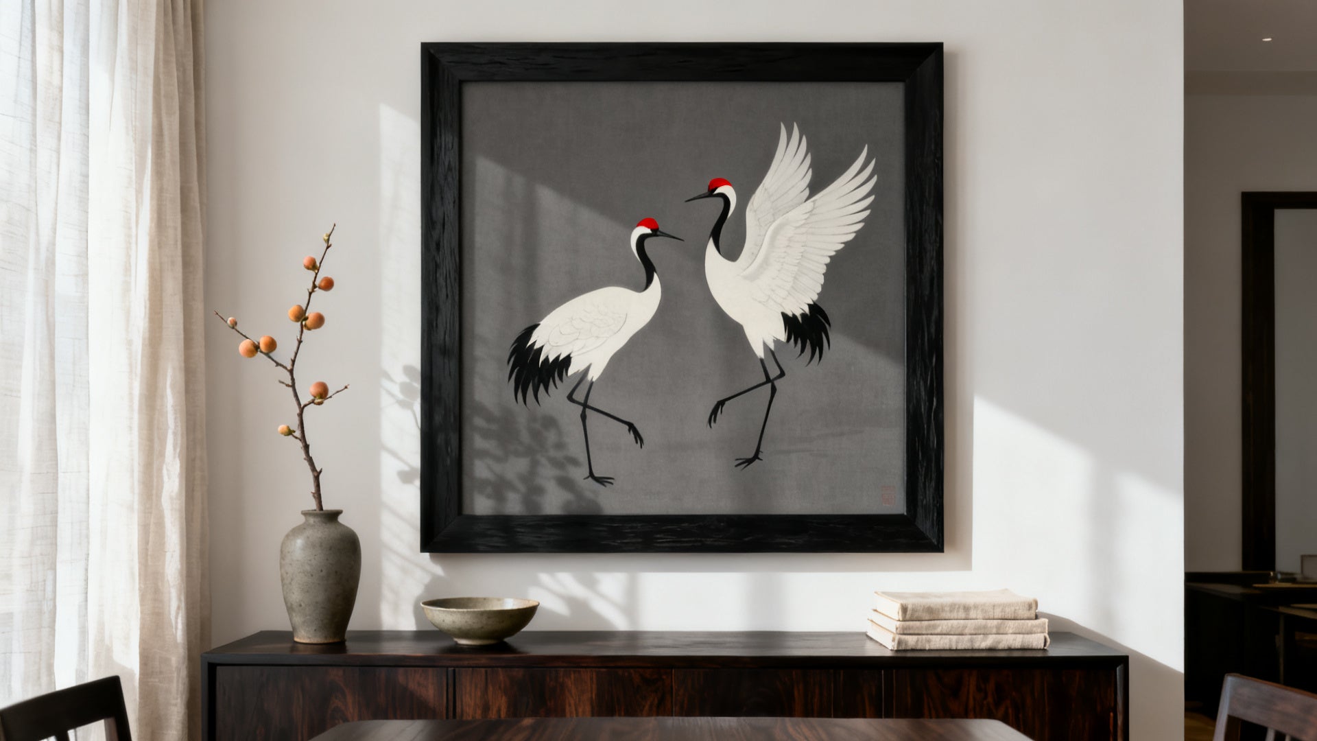 Red Crowned Crane Art: The Perfect Wall Art Choice for Majestic Elegance