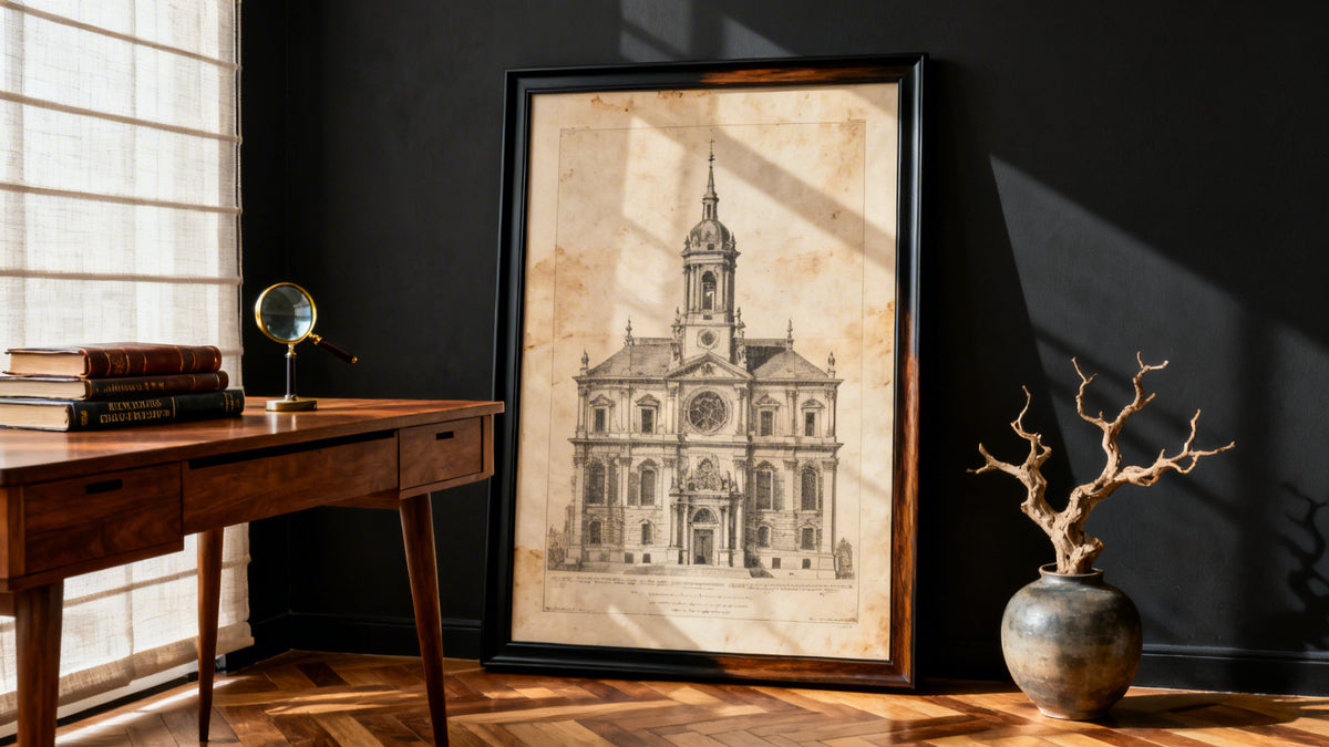 Framed wall art mockup showcasing a stylish poster, perfect for building an authentic collection in 2024.