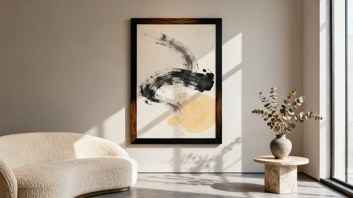 Framed abstract modern wall art mockup showcasing contemporary design for stylish home decor.