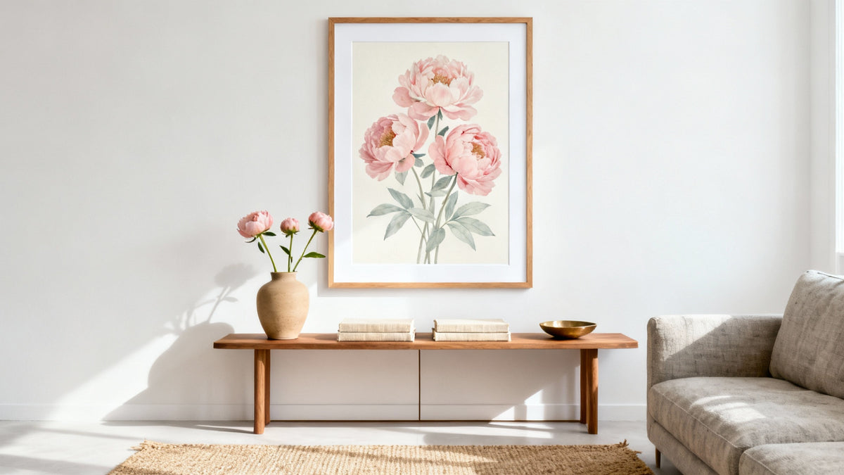 Framed wall art mockup featuring vibrant flower decor to enhance your space with nature's beauty.