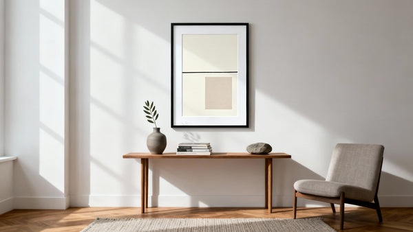 Framed modern minimalist art mockup showcasing sleek design and elegant simplicity for stylish interior decor.