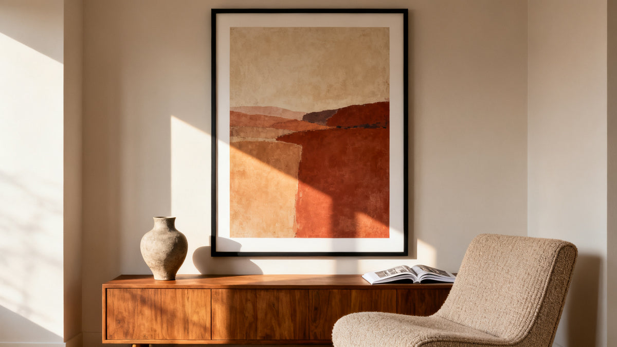 Framed wall art mockup showcasing stylish posters in store for enhancing any space.
