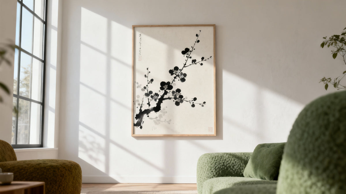 Framed wall art mockup showcasing diverse Japanese artwork styles and iconic art forms.
