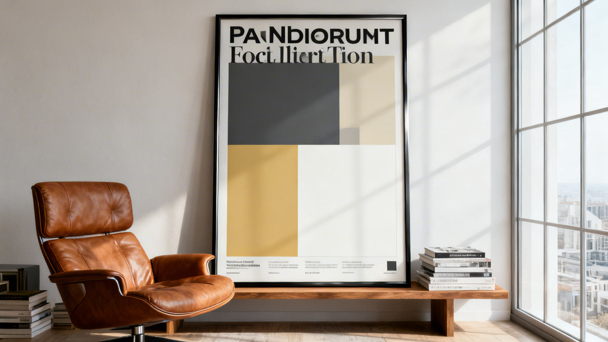 Framed wall art mockup showcasing a stylish poster design for home decor inspiration.