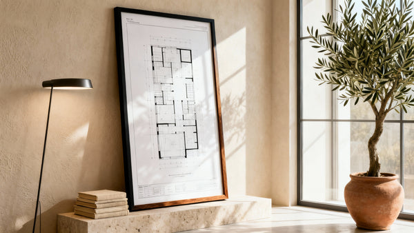 Framed wall art mockup showcasing A1 poster size dimensions and applications.