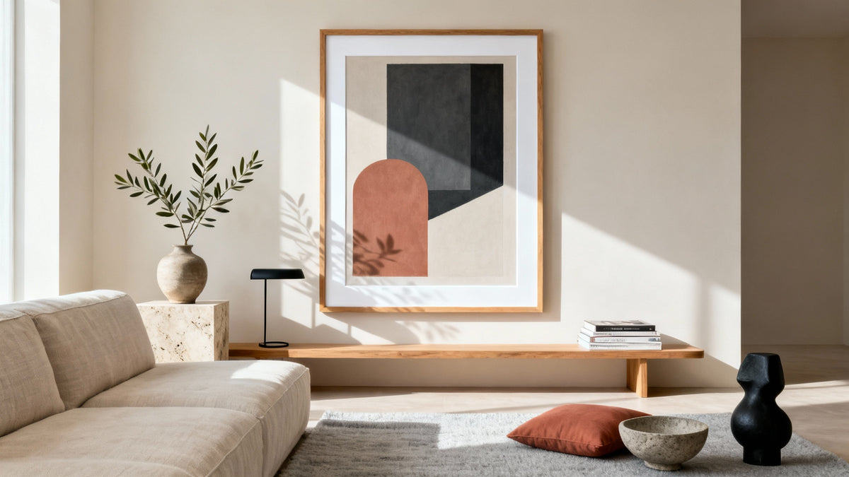 Framed wall art mockup showcasing quality prints for artwork in a stylish interior setting.