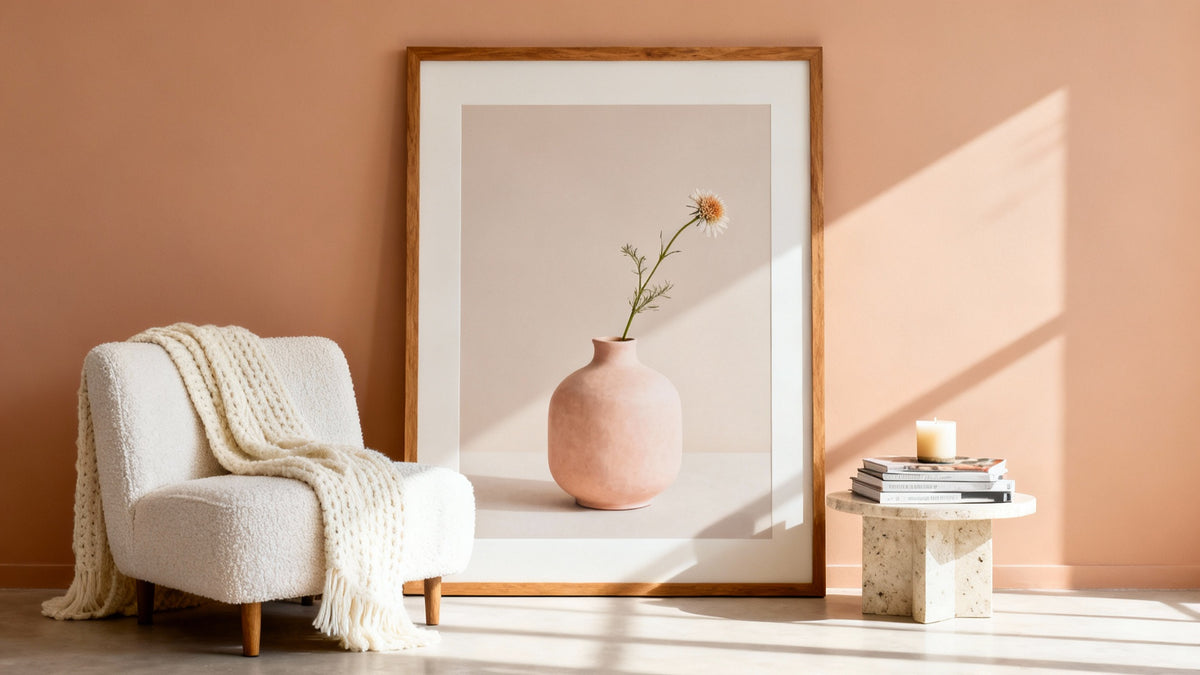 Framed wall art mockup featuring cute posters for contemporary home decor inspiration.