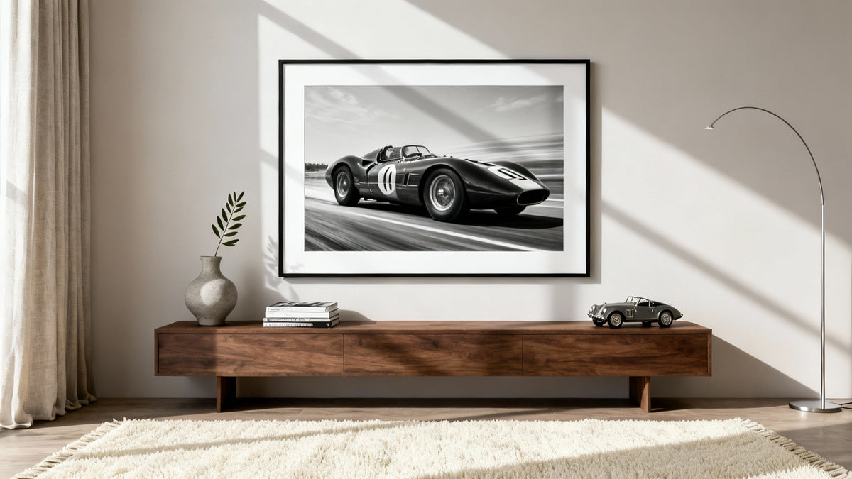 Framed car art for wall showcasing stylish prints to elevate your space decor.