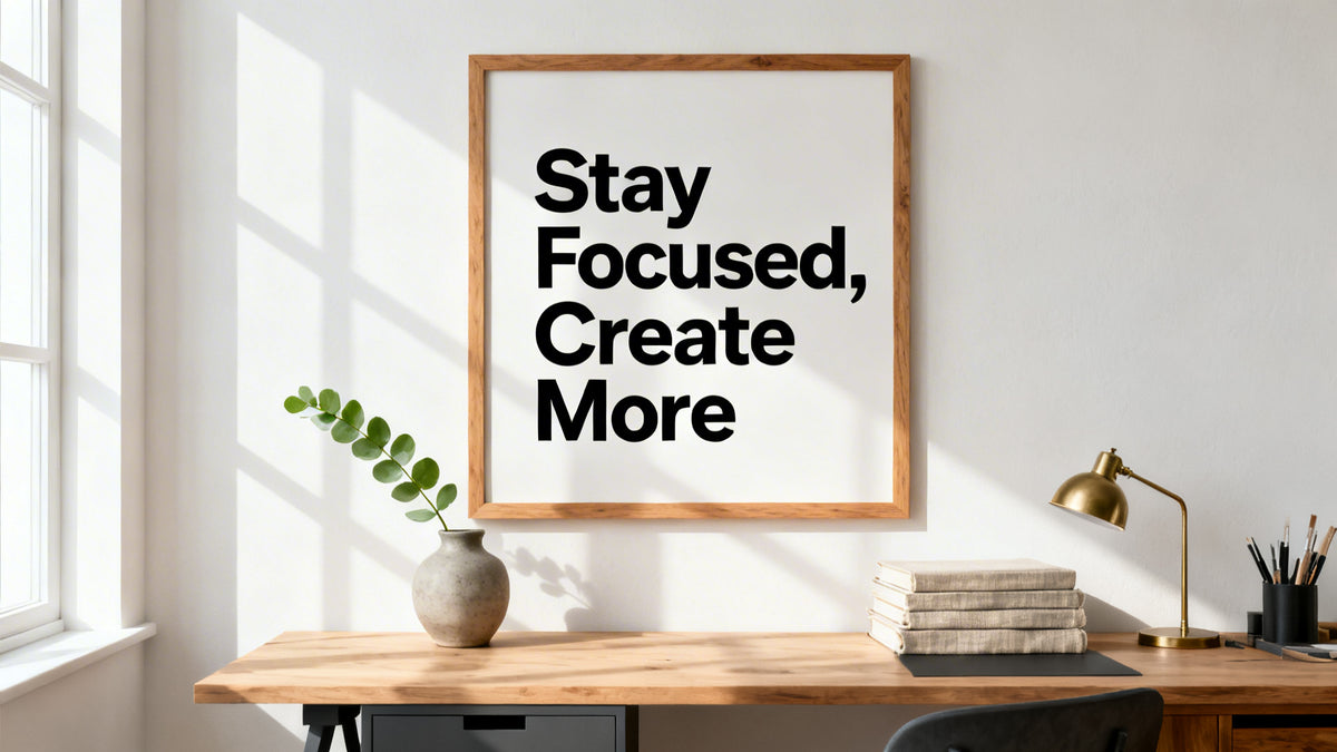 Framed wall art mockup featuring inspiring posters with a message for home decor.