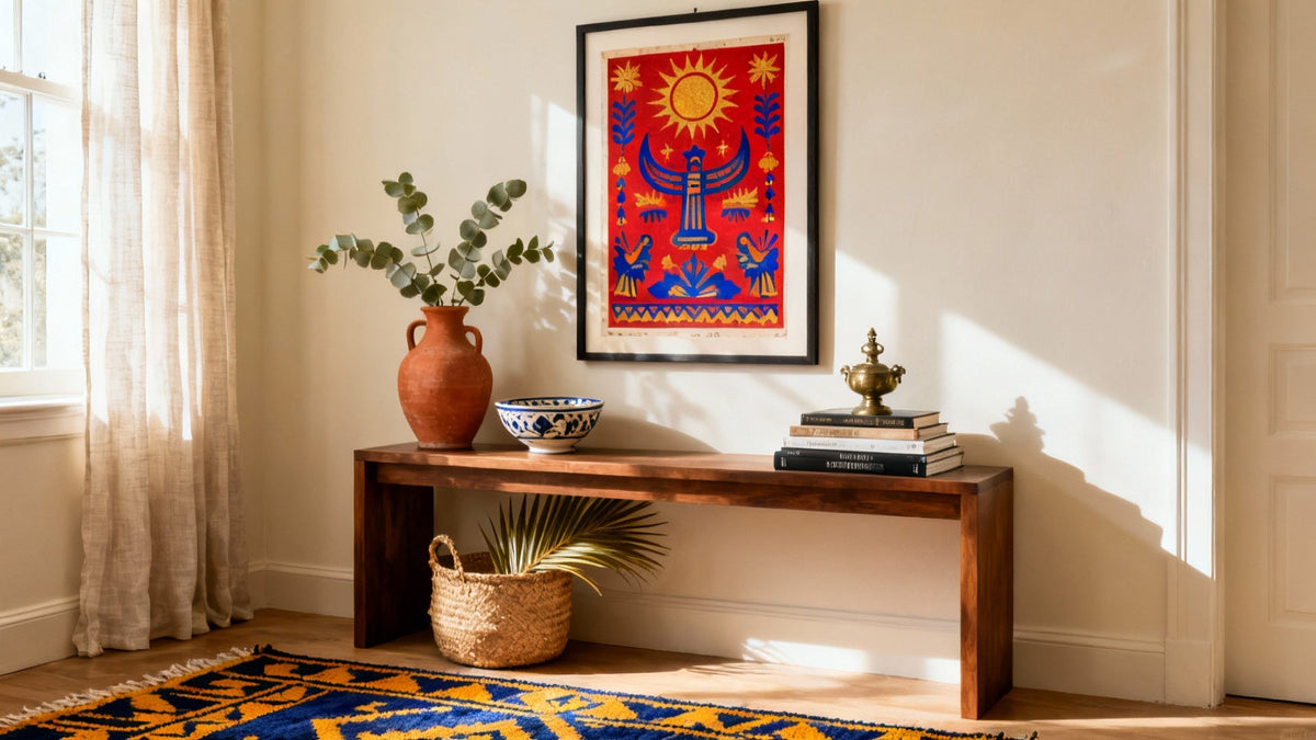 Framed vintage Mexican poster mockup showcasing classic art for stylish home decor.