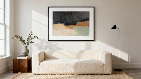 Framed wall art mockup showcasing optimal placement ideas for posters in a room.