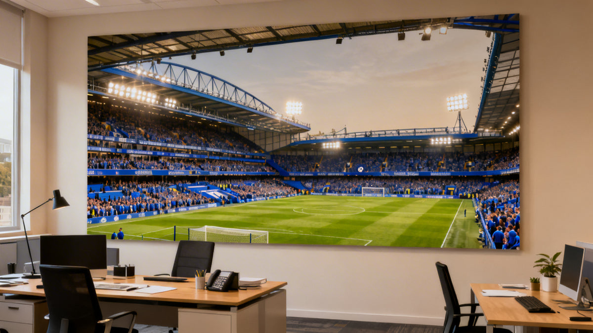 Framed Chelsea football posters mockup showcasing vibrant designs for fans and collectors.