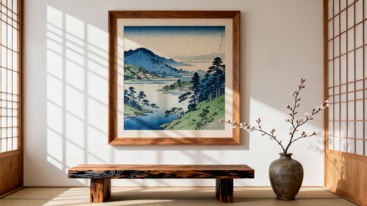 Framed wall art mockup showcasing exquisite Japanese fine art styles for collectors and enthusiasts.