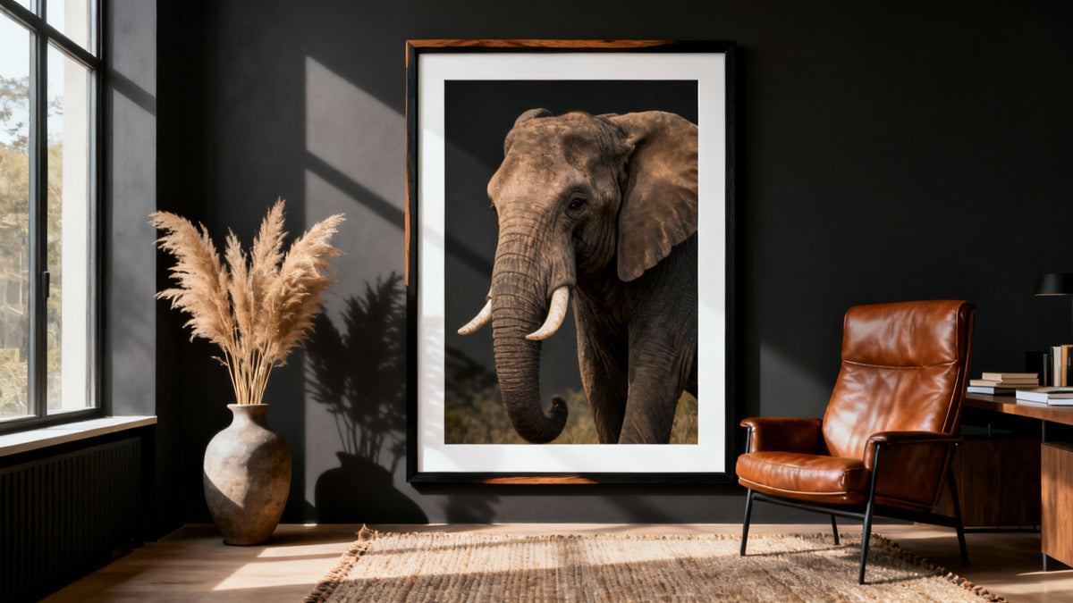 Framed animal pictures mockup showcasing stunning wildlife art for home decor inspiration.