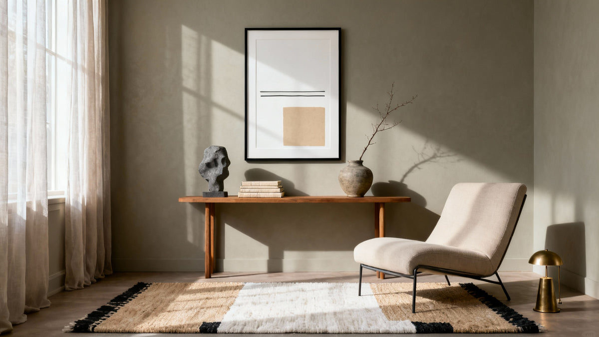 Framed mockup of a minimalist abstract painting showcasing simplicity and innovation in modern decor.