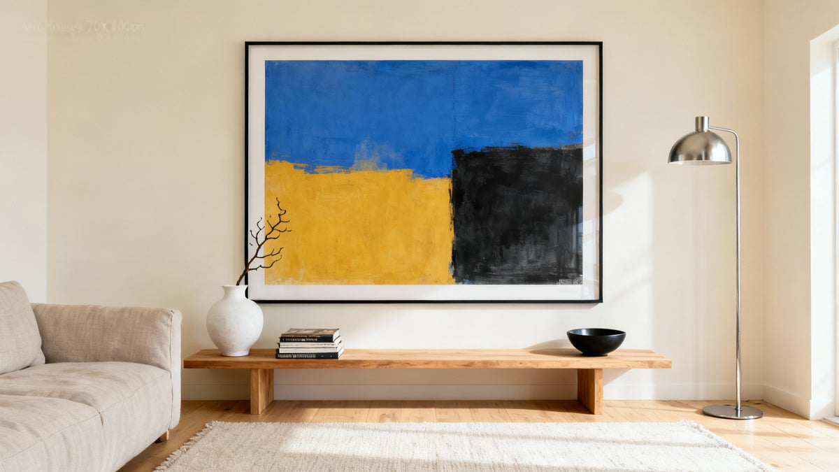 Framed contemporary wall art mockup enhancing home decor with style and elegance.