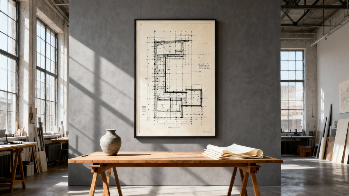Framed A3 poster mockup showcasing vibrant design elements for quality printing results.
