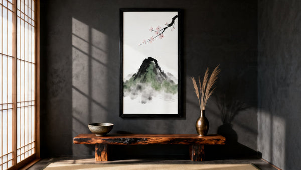 Framed wall art mockup featuring a famous artist from Japan, showcasing the beauty of Japanese creativity.