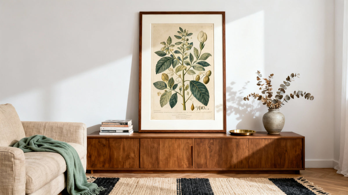 Framed vintage artwork mockup showcasing timeless pieces for your collection.