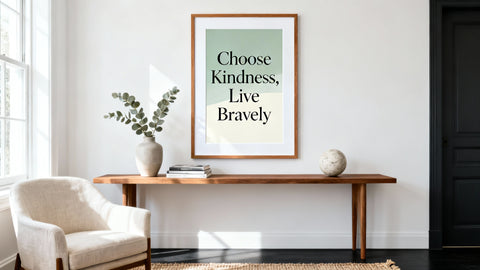 Framed wall art mockup featuring inspirational posters on life for home decor.