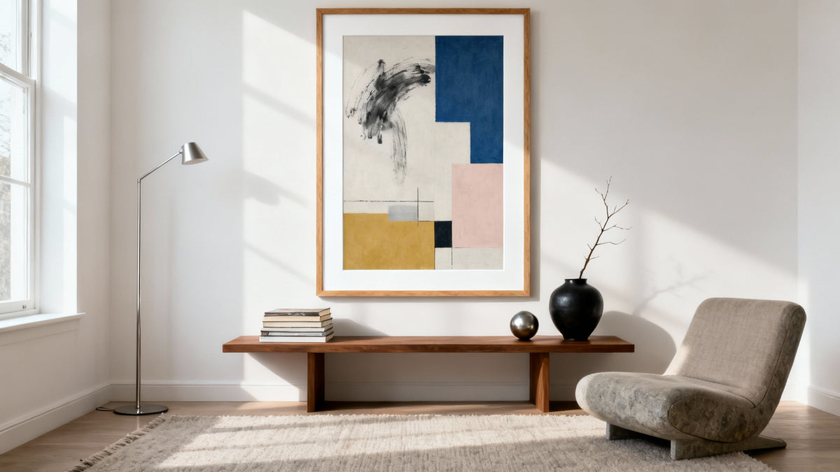 Framed wall art mockup showcasing the evolution and influences in the history of contemporary art.