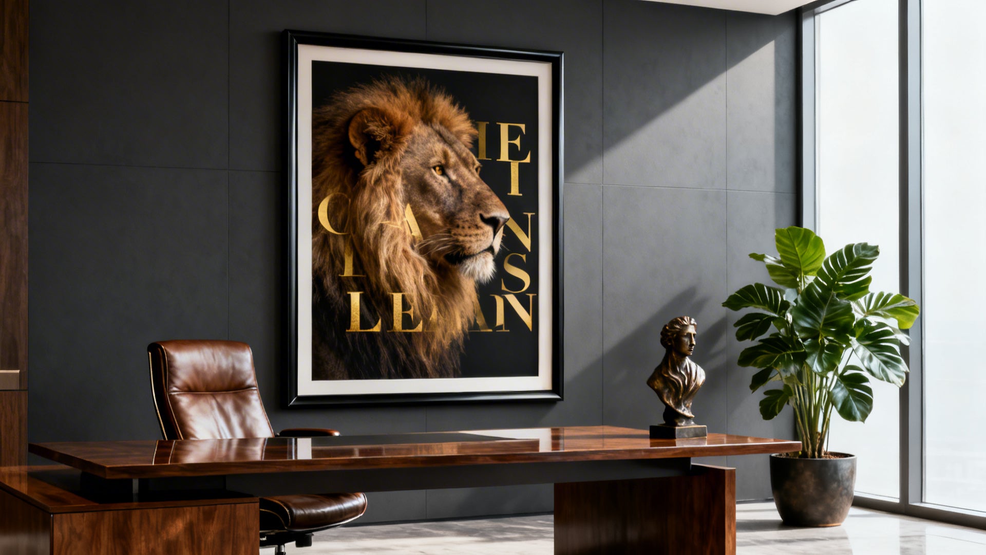 Póster de León con Frases: Transforma Tu Espacio con Arte de Pared Motivacional Poderoso