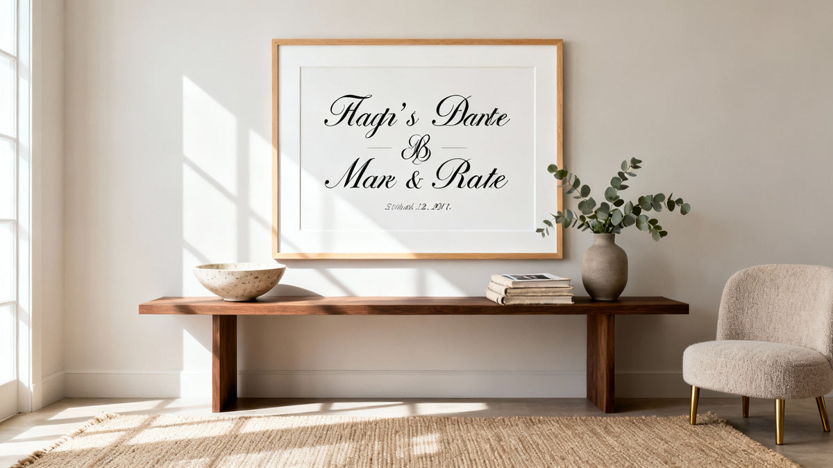 Framed wall art mockup showcasing unique personalized gift ideas for special occasions.