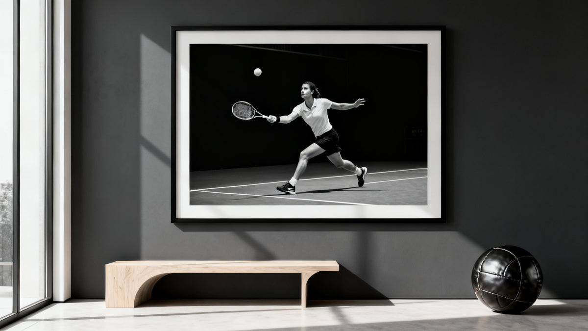 Framed sports pictures for wall decor, adding energy and style to your living space.