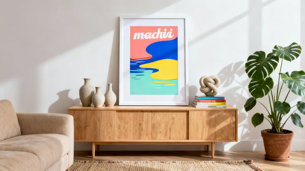 Framed wall art mockup showcasing vibrant fun prints to enhance home decor with creativity and style.