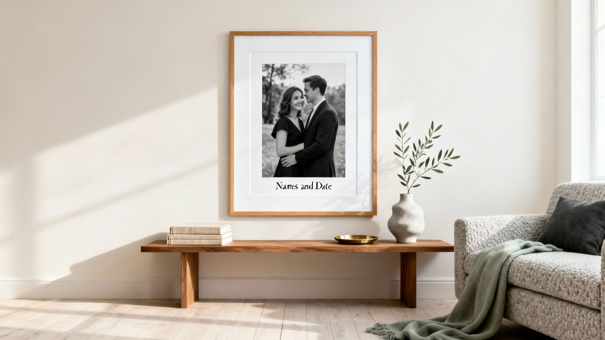Framed wall art mockup showcasing personalized wall decor ideas for unique home transformations.