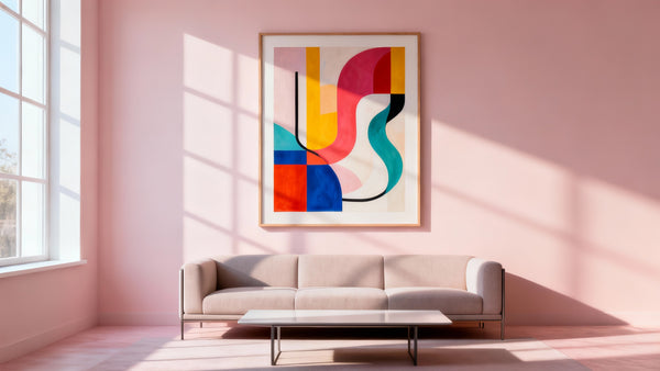 Framed wall art mockup showcasing various poster sizes for display and design inspiration.