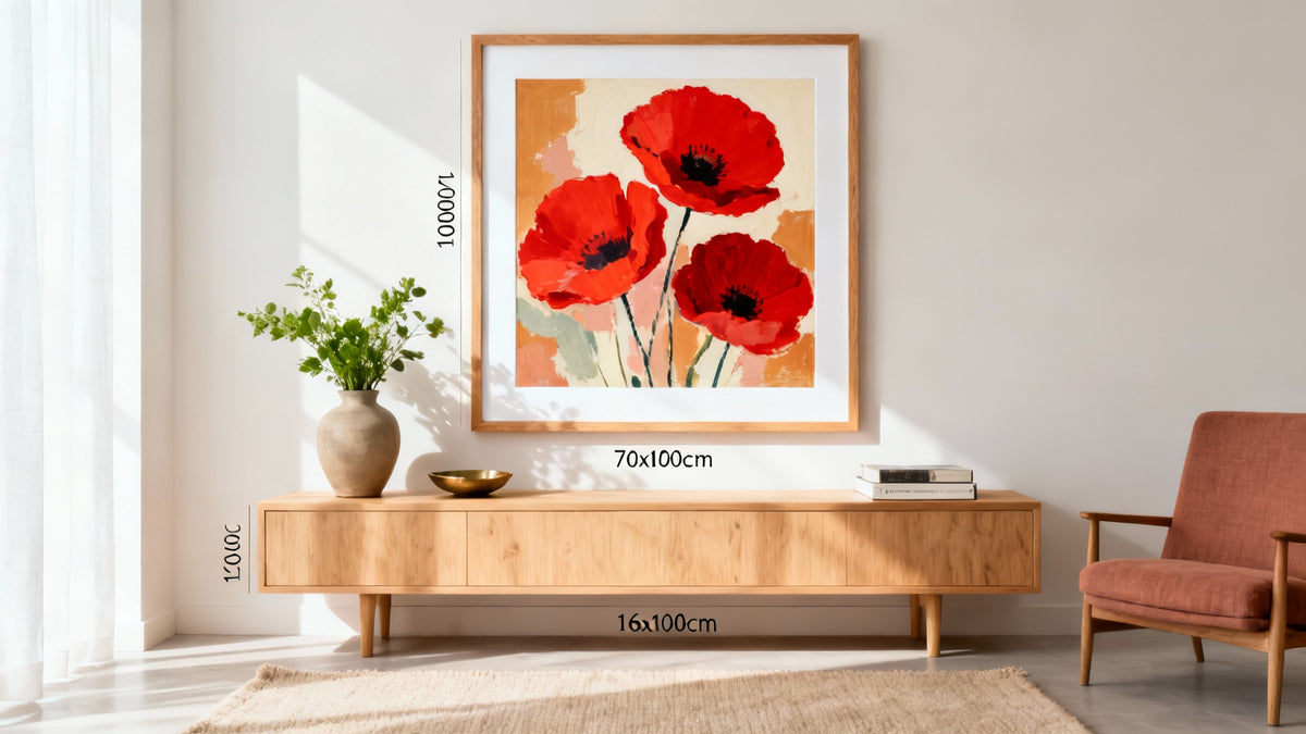 Framed modern flower wall art mockup enhancing a vibrant and stylish interior space.
