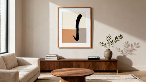 Framed wall art mockup showcasing curated artworks online for stylish home decor inspiration.